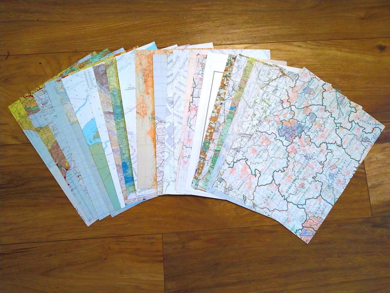 Vintage Map Paper Pack – Aged Cartography Pages for Journals & Crafts image 2