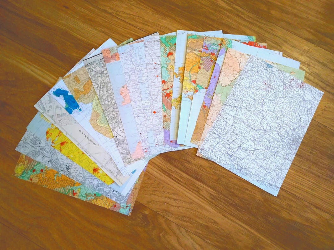 Vintage Map Paper Pack – Aged Cartography Pages for Journals & Crafts ...