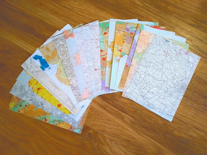 Vintage Map Paper Pack – Aged Cartography Pages for Journals & Crafts image 1