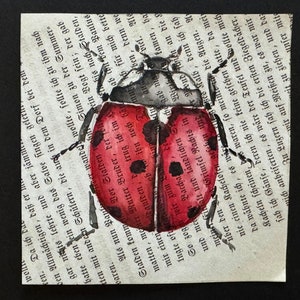 Piccolo dipinto ad acquerello originale di coccinella