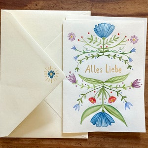 Handgemalte Aquarell Glückwunschkarte