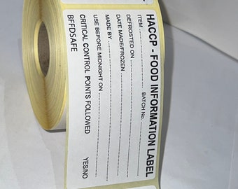 HACCP -Etiqueta de información alimentaria.