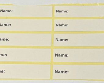 500 etiquetas blancas para nombre: impresión en negro mate, adhesivo permanente