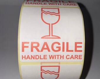FRÁGIL Mano con cuidado Etiquetas.