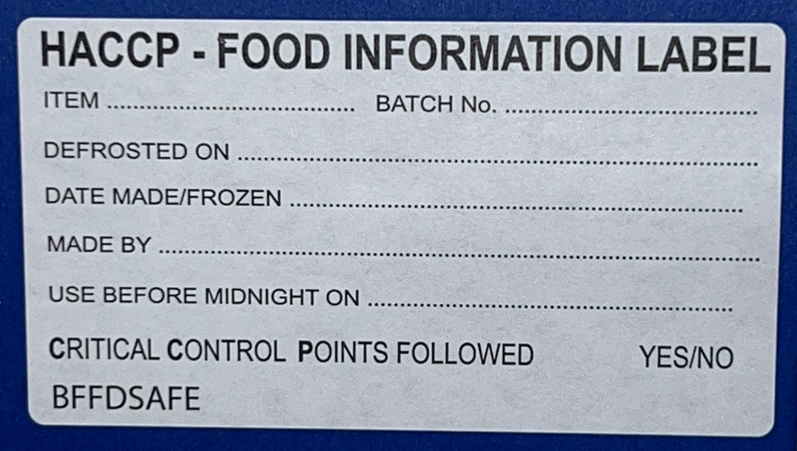 Custom Haccp Labels HACCP -food Information Label. - Etsy UK