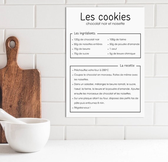 Minimalist Kitchen Poster Recipe for Cookies Decoration Digital or Printed  Poster Aesthetic & Minimalistic Deco / Gift 