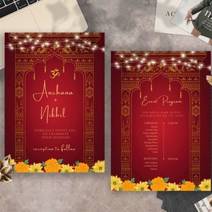 Indian Wedding Invitation Indian Digital Invitation Card Hindu Wedding Electronic Shaadi Evite DIY Digital Muslim Template Canva Fusion