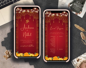 Indian Wedding Invitation Indian Digital Mobile Invitation Hindu Wedding Electronic DIY Digital Wedding Template Canva Smartphone Iphone