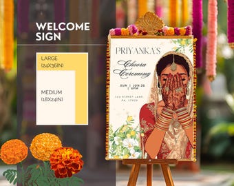 Choora Welcome Sign Mehendi Indian Wedding Welcome Sign Haldi Indian Wedding Deco Desi Indian Poster Welcome Board Ceremony Template Canva