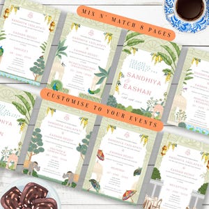 Traditional Indian Wedding Invitation Illustration Indian Tamil Wedding Invitation Mughal Wedding Garden Hindu Set Invitation Template Canva