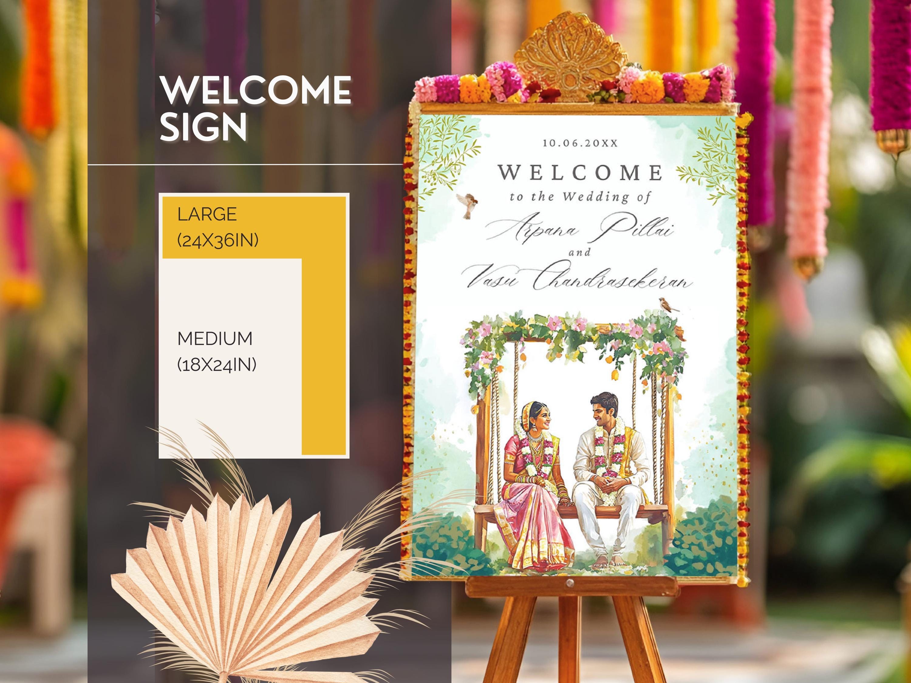 Tamil Welcome Sign South Indian Wedding Welcome Sign Indian Wedding Indian Wedding Deco Poster Welcome Board Ceremony Desi Template Canva