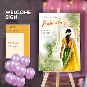 Puberty Ceremony Welcome Sign Indian Welcome Sign Half Saree Welcome Sign Function Half Sari Ceremony Function Indian Poster Welcome Canva