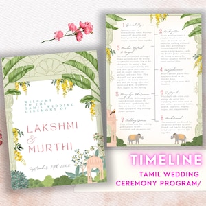Tamil Wedding Program Guide Ceremony South Indian Wedding Program Telugu Wedding Ceremony Card Bifold Program Traditional Illustration Canva