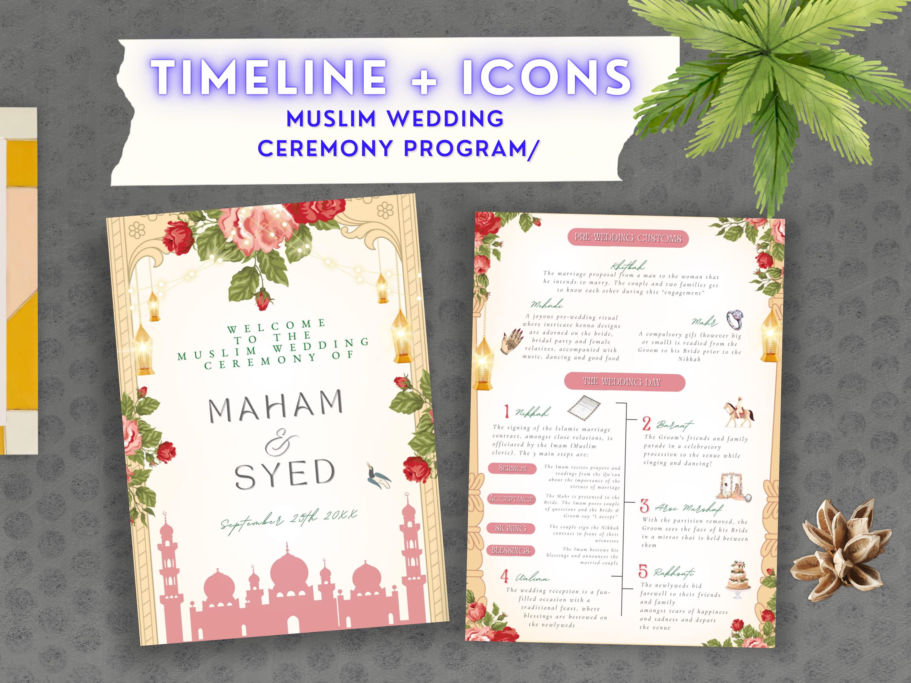 Muslims Program Design Muslim Wedding Program Guide Ceremony Islamic Wedding Program Muslim ...