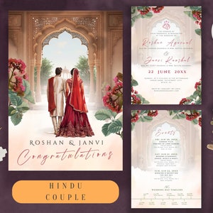 Traditional Indian Wedding Invitation Illustration Indian Mughal Wedding Invitation Hindu Wedding Sikh Indian Temple Wed Template Canva