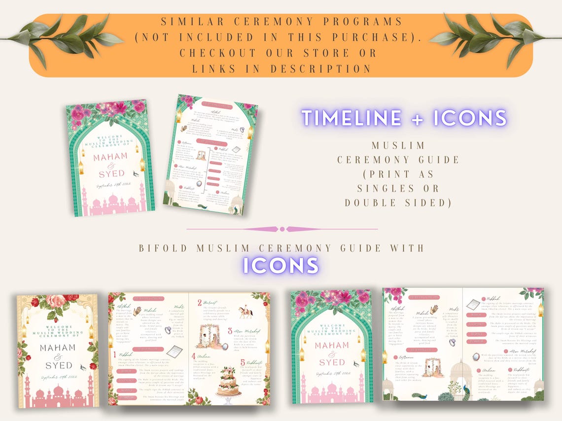 Muslim Wedding Program Guide Ceremony Islamic Wedding Program Muslim ...