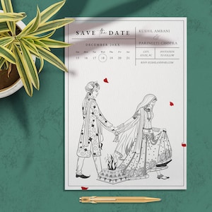 Indian Save The Date Hindu Wedding Save The Date Invitation Indian Wedding Card Saptapadi Mangalphera Mandap Fire Digital Template Canva