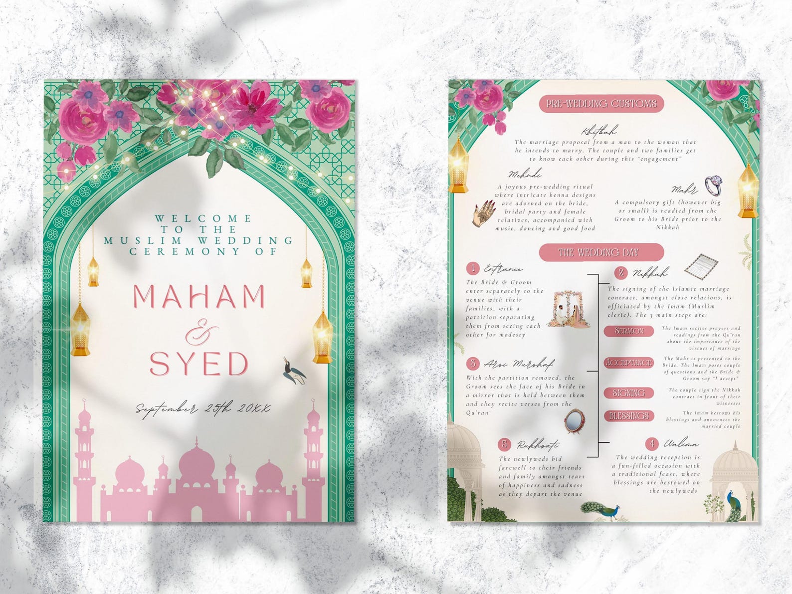 Muslim Wedding Program Guide Ceremony Islamic Wedding Program Muslim ...