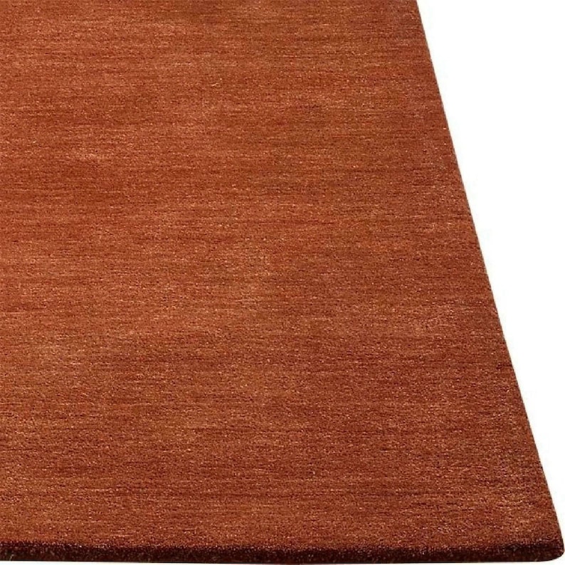 Crate & Barrel Baxter Plain Orange Handmade Modern Elegant Woolen Area ...
