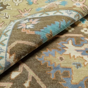 Hand Knotted Oushak Brown Wool area rug pestal rug 5X8 6X9 8X10 9X12 One of a kind rug living room Rug  Oversize size rug