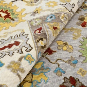 Hand Knotted Oushak Beige   Wool area rug pestal rug 4X6 5X8 6X9 8X10 9X12 10x14  One of a kind rug living room Rug  Oversize size rug