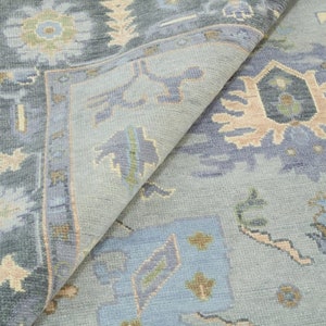 Hand-Knotted Wool Oushak Rug: Grey & Pastel, 5x8