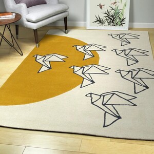 Hand tufted Rug | Bird Rug | Modern Rug | wool area rug 4X6 5X8 6X9 8X10 X9X12 Hand Made area rug | Living room Rug | Designer Rug