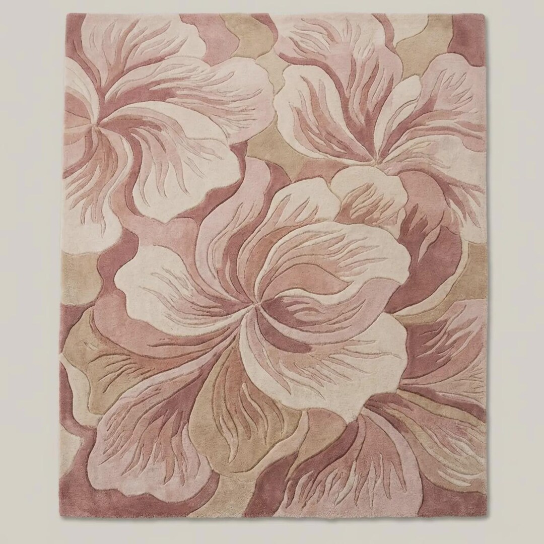 Hand Tufted Wool Floral Area Rug, Sculpted Botanical Living Room Carpet ...