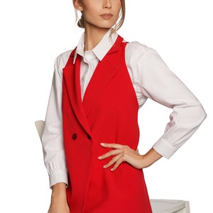 Power Suit for Women// Two piece Party Suit Set// Pants and a Vest Suit// Wedding Suit Red