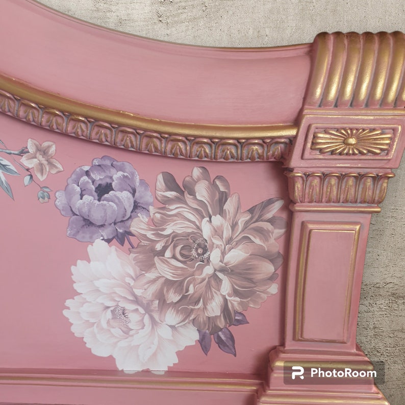 Beautiful Pink Floral Upcycled Kingsize Headboard Etsy UK