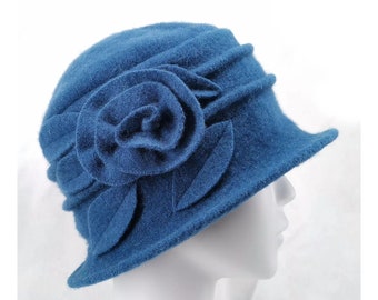 Fall winter foldable floral hat,Warm sun hat,Women hiking hat,1920's cloche hats,Adjustable Hat,Elegant wedding hat,Bucket hat,Gift for her