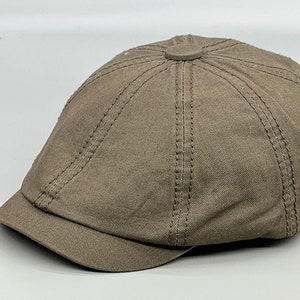 Bonnet fidder, casquette plate homme d'été, gavroche vintage, casquette d'été en coton, chapeau boulanger garçon, chapeaux de peintre, chapeau de messager, chapeau de garçons d'honneur Dark khaki