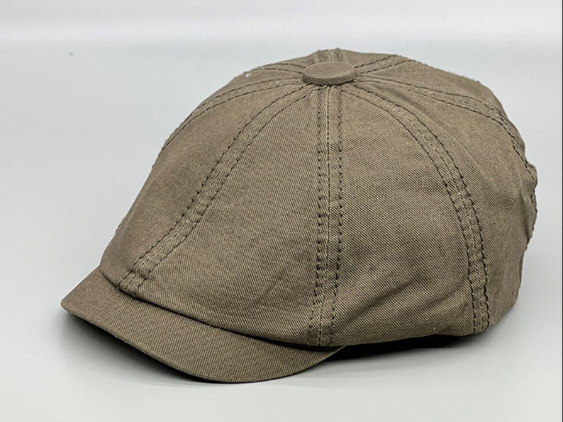 Bonnet fidder, casquette plate homme d'été, gavroche vintage, casquette d'été en coton, chapeau boulanger garçon, chapeaux de peintre, chapeau de messager, chapeau de garçons d'honneur Dark khaki