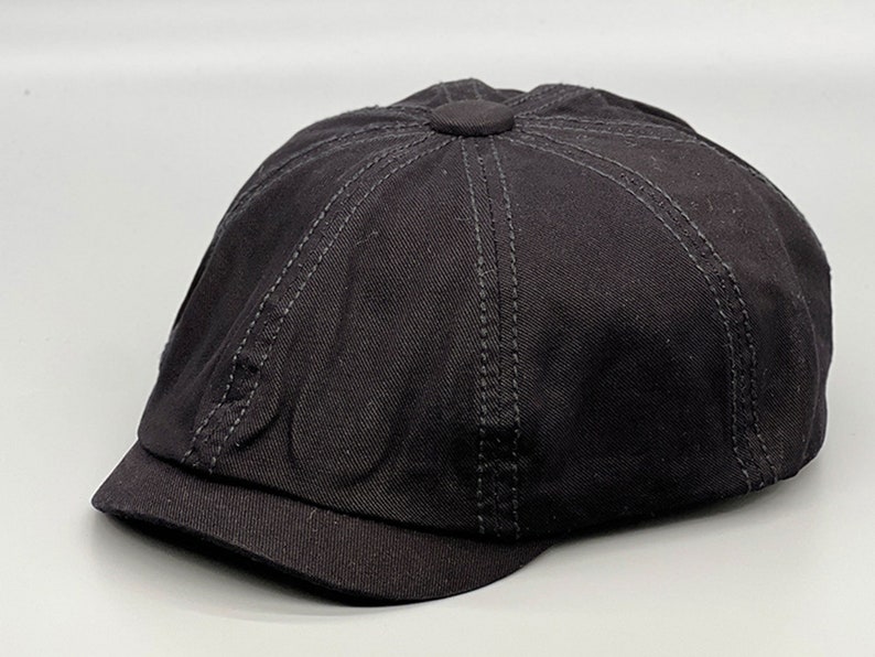 Bonnet fidder, casquette plate homme d'été, gavroche vintage, casquette d'été en coton, chapeau boulanger garçon, chapeaux de peintre, chapeau de messager, chapeau de garçons d'honneur Noir