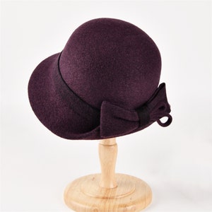 Chapeau pliable automne hiver, chapeau de soleil chaud, chapeau rétro fait main, casquette cloche en laine, chapeau réglable pour femme, chapeau élégant, chapeau de bob avec noeud, cadeau pour fille image 6