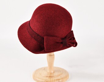 Chapeau pliable automne hiver, chapeau de soleil chaud, chapeau rétro fait main, casquette cloche en laine, chapeau réglable pour femme, chapeau élégant, chapeau de bob avec noeud, cadeau pour fille