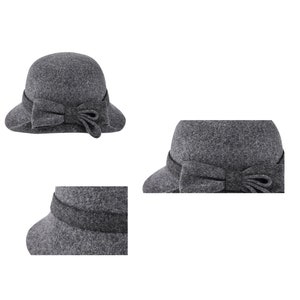 Chapeau pliable automne hiver, chapeau de soleil chaud, chapeau rétro fait main, casquette cloche en laine, chapeau réglable pour femme, chapeau élégant, chapeau de bob avec noeud, cadeau pour fille image 9