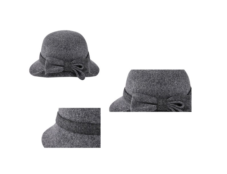 Chapeau pliable automne hiver, chapeau de soleil chaud, chapeau rétro fait main, casquette cloche en laine, chapeau réglable pour femme, chapeau élégant, chapeau de bob avec noeud, cadeau pour fille image 9