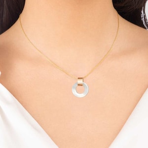 Solid Gold Circle Necklace, Handmade Karma Necklace, Minimalist Bridal Jewelry, Handmade Jewelry
