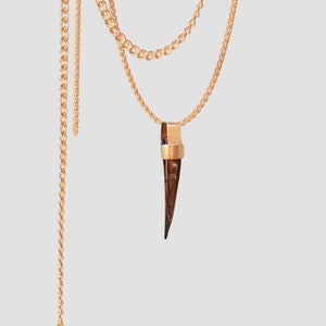 Solid Gold Tusk Pendant, Horn Necklace, Solid Gold Handmade Jewelry, Shell Horn Pendant