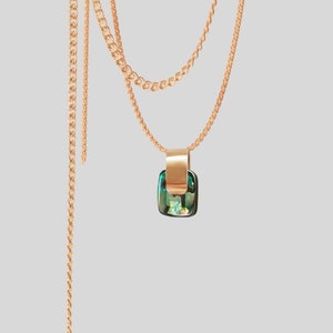 Solid Gold Abalone Necklace, 18k Solid Gold Handmade Abalone Shell Pendant, Boho Style Short Necklace Gift