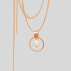 Handgemaakte massief gouden ketting | Minimale karmaketting | Handgemaakte sieraden Verjaardagscadeau Bruids parelketting