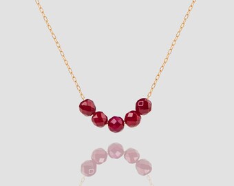 14k Solid Gold Tourmaline Beaded Choker, Handmade Minimalist Style