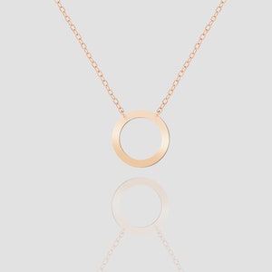 14k Massivgold Karma Kreis Halskette, Handgemachte Gold Karma Halskette, Minimalistische Runde Geometrische Halskette