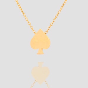 Ace of Spades Poker Necklace, 18k Solid Gold Handcrafted Spades Pendant Necklace, Handmade 14k Solid Gold Spades Luck and Luxury Necklace