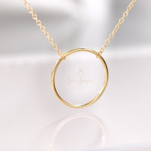 Handmade Minimal Kreis Halskette | Solid Gold Karma Anhänger | Geburtstag, Weihnachtsgeschenk