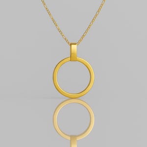 14k solid gold Karma Halskette, Zarter Kreis Anhänger, Gold Geometrischer Schmuck, Minimalistischer Kreis Ring Anhänger