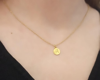 Gold Plated Initial Pendant Necklace, Personalized Silver Letter Charm