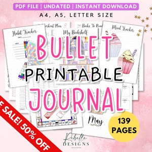 Journal Printable Trackers Bullet Pages Bundle Undated Premade Planner 2025 Digital Bullett Bujo Year Weekly Templates Pdf Instant Download