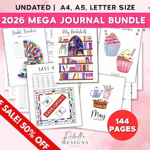 Printable Journal Pages, Bullet Bundle Journal, Premade Bujo Templates, Undated & 2026 Journal, Digital Download